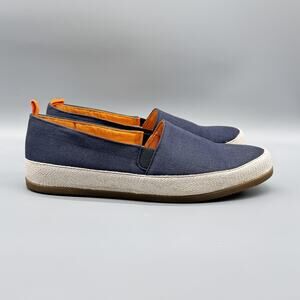 Mulo Shoes Men 10 Navy Blue Canvas Espadrilles Slip On Rubber Sole Denim Comfort